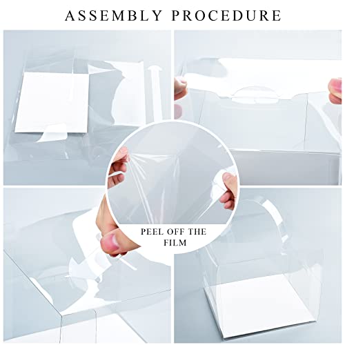 BURLIHOME 5x5x4 Bakery Boxes with Cake Boards,Clear Bakery Carrier,25 Pcs - size: 5x5x4 Inch