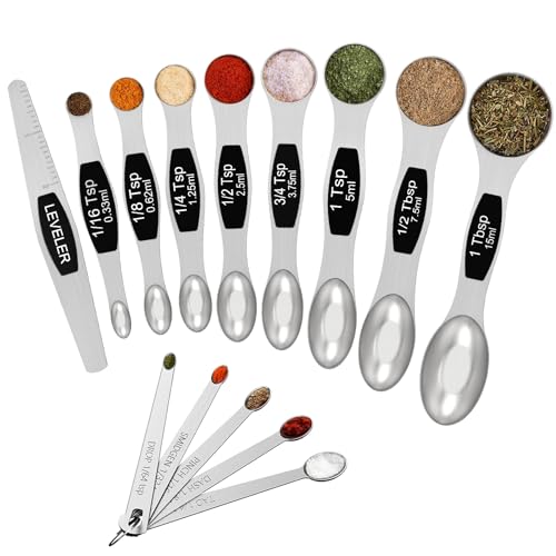Wildone Stainless Steel Magnetic Measuring Spoons with Strong Magnets, 14pc - color: Black