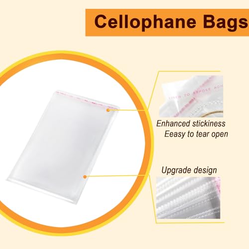 6"x9" 3.2Mil Clear Cellophane Bags Self Sealing Cookies Bags 200PCS Self Adhesive Resealable Cello Bag for Packaging Party Favors Gifts, Thick - color: 6"x9"-200PCS