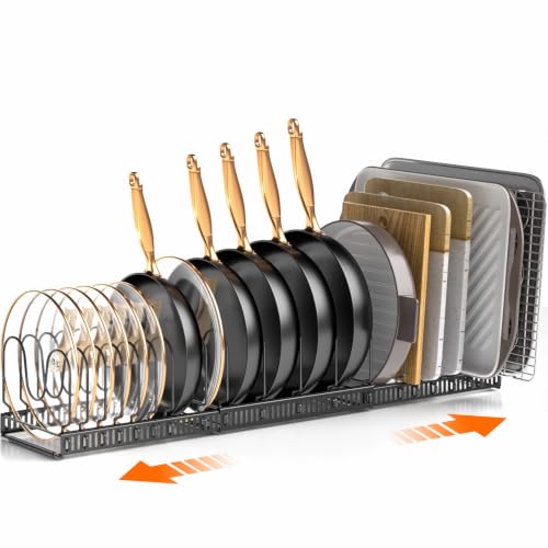 MUDEELA Expandable Pot Pan Lid Organizers inside Cabinet, 20 Divider-Black - color: Black, size: 20 Dividers