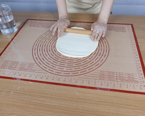 Silicone Pastry Mat 36X24 inch Baking Mat Large Dough Mat with Measurements - color: Red, size: 36"L x 24"W