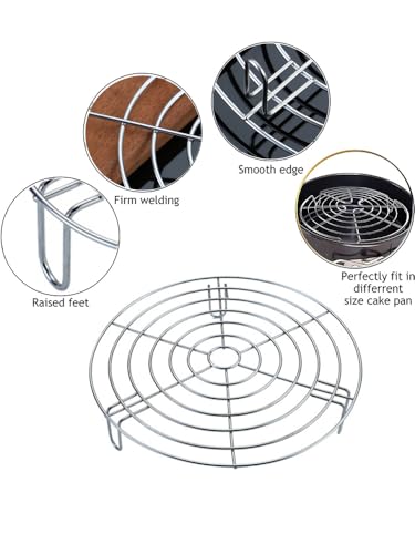 Dia 10.8" Round Cooking Rack Set of 2 Stainless Steel Steamer Rack with Legs Grilling Rack Canning Rack Cooling Rack for Baking Canning Cooking (Height 1.8"&2.8",11"/28cm) - size: 11"