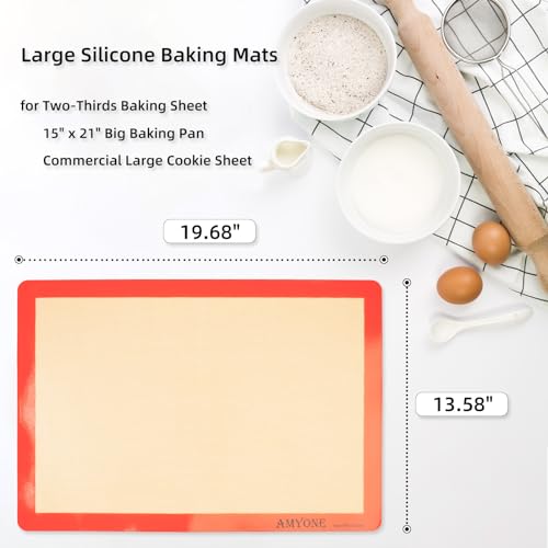 AMYONE Silicone Baking Mat for 2/3 Size Sheet Pan, Platinum, 15x21" Big - size: 19.7"L x 13.6"W