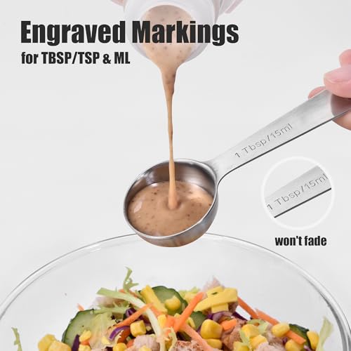 Doosu 18/8 Stainless Steel Measuring Spoons with Engraved Metric (Set of 9) - size: Set of 9