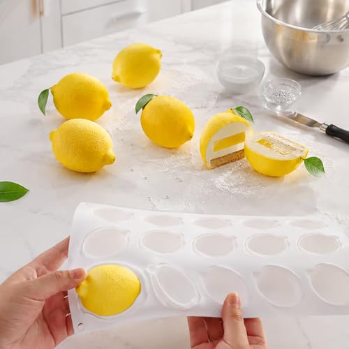 2Pack Lemon Silicone Mold for Mousse Cake, Fruit Lemon Molds - color: 30-Cavity Lemon