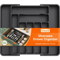 Lifewit Expandable Silverware Drawer Organizer, Kitchen Utensil Tray - color: Black, size: Large Deep（11.8-19.6'W x 15''D）