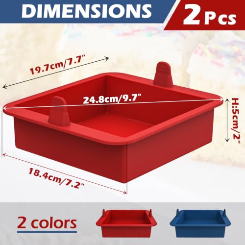 Webake 6 inch Air Fryer Square Cake Pan, Nonstick Platinum Silicone Brownie Pan Wih Handle, BPA Free Set of 2 - size: 6x6 Inch