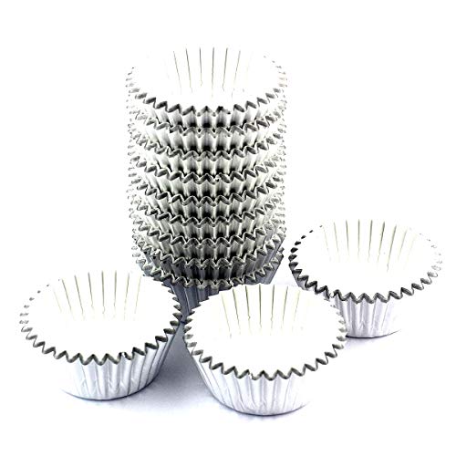300 Pcs Mini Foil Cupcake Liners Muffin Paper Baking Cups, Silver - color: Silver