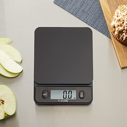 Taylor Glass Top Food Scale with Touch Controls, 11 lb Capacity, Sleek Black Design for Precision Food Measurement in Grams and Ounces (Pack of 4) - size: 11 Pounds (Pack of 4)