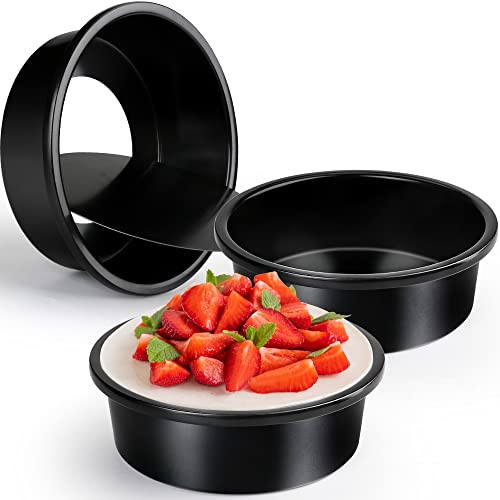 6 Inch Round Cake Pan Set of 3, Nonstick Coating Baking Round Cake Pans with Remvable Bottom for Birthday Layered Cakes,Party, Circle Cake Tins With Wider Grips for Oven Air Fryer, Black - color: 6-Inch Cake Pan Set of 3