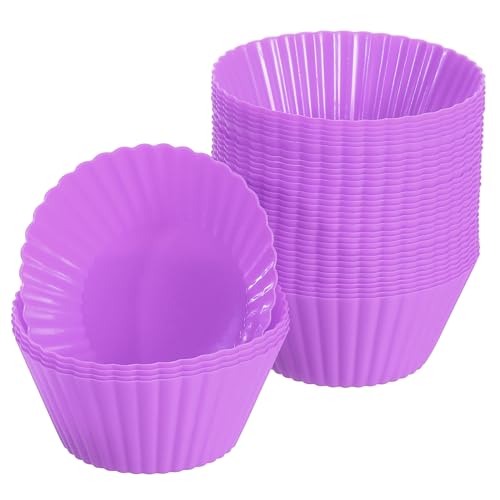 uxcell 36Pcs Silicone Cupcake Liners Non-Stick Baking Cup Purple - color: Purple, size: 3.5cm/1.4inch