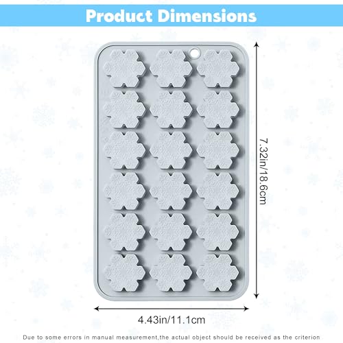 Snowflake Ice Cube Mold Silicone Christmas Ice Cube Tray,Snowflake Shapes Dessert Baking Mold for Chocolate, Candy, Gummy