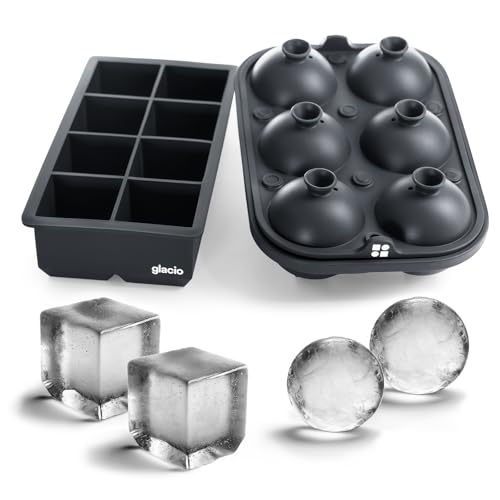 Large Ice Cube Silicone Molds Sphere & Cube Combo Funnel, Combo 6+8 (Black) - color: Combo FS 8+6 (Black)