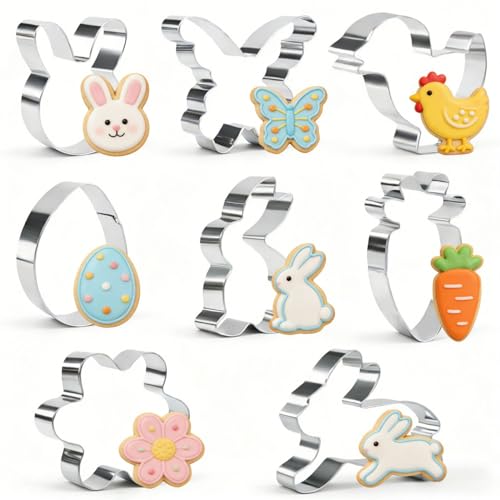 Easter Cookie Cutter Set, 8-Piece Stainless Steel Baking Cutters