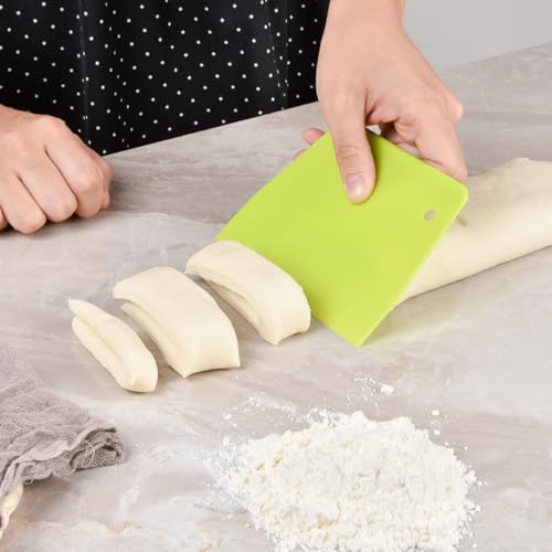 8 Pcs Dough Scraper Bowl Scraper, 4 Colors Flexible Plastic Bench Scraper, Food Safe Multipurpose Dough Cutter Scraper for Bread Dough Cake Fondant Icing Baking Cooking