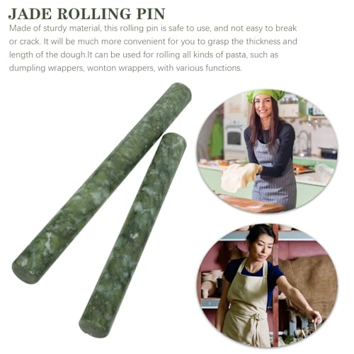 Alipis Jade Rolling Pin Set 10.23 Inch Natural Stone Dough Roller for Dumpling Wrappers and Pasta Non-Stick Surface Ergonomic Kitchen Baking Tool