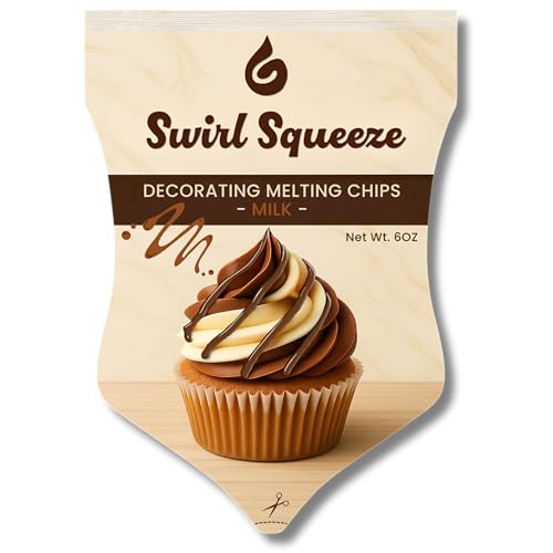 SwirlSqueeze by KIDU Pantry – Microwaveable Drizzle Pouch with 6oz Milk Merckens Melting Wafers – Simply Microwave, Snip, and Drizzle | 3 Pack - size: 6 Ounce (Pack of 3)