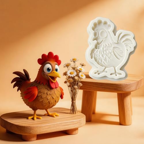 Cartoon Rooster Silicone for Fondant Candy Cupcake Toppers Desserts - color: Rooster Silicone Molds