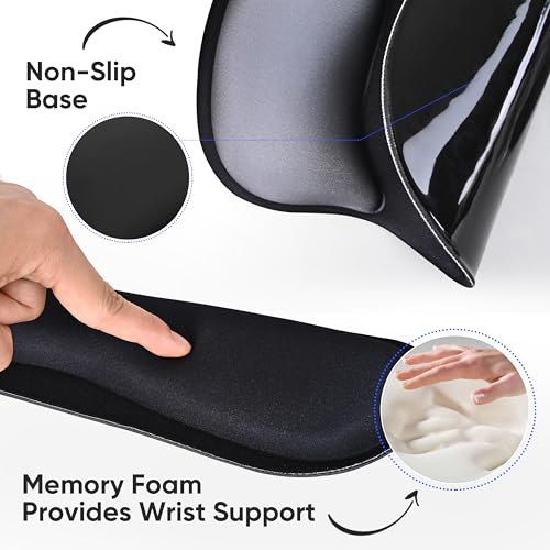 Wrist Rest Support for Mouse Pad Keyboard Set Circle Coaster Gaming Mouse Pad Ergonomic Gel Memory Foam Set for Computer, Laptop, Office, Pain Relief, Comfortably Typing Black KM-33 - color: Km-33