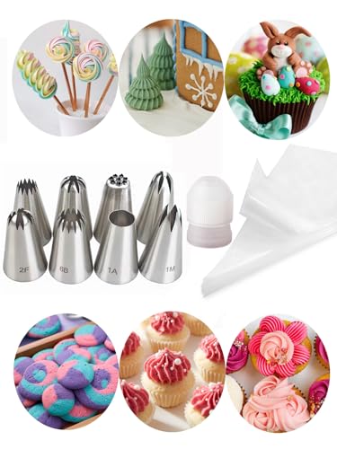 4B 6B 1M 2D 1A 2F D66 234 Piping Tips Set with Bags & Large Coupler - color: A
