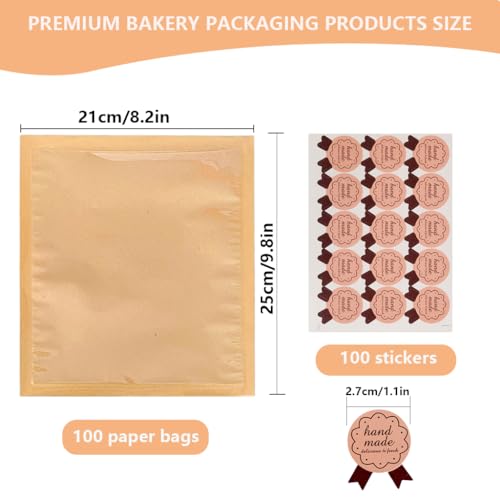 Cookie Sleeves Paper 8.2 x 9.5 Inch for Business Home, 100Pack - size: 8.2x9.5 Inch
