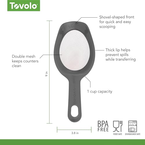 Tovolo Scoop and Sift 1 Cup Flour Sifter for Baking, Charcoal - color: Charcoal