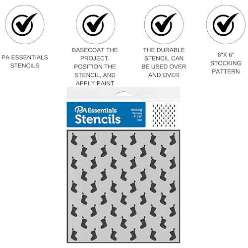 PA Essentials Stencil Stocking Pattern for Painting on Wood, Canvas, Paper, Fabric, Wall and Tile, Reusable DIY Art and Craft Stencils for Painting, 6"x6" Inches - color: Stocking