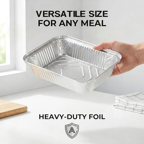 50 Pack Aluminum Foil Pans with Clear Lids, 8.3"x6.2", 2.25 LB - size: 50 Pack, style: Pans with Clear Lids