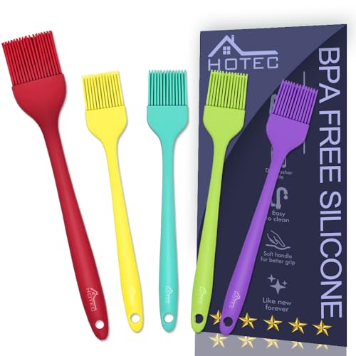 HOTEC 600℉ Heat Resistant Silicone Basting &Pastry Brush, Multicolor 5 - color: Multicolor