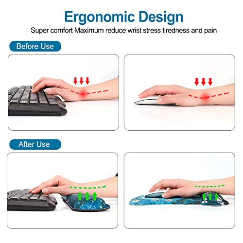 ToLuLu Keyboard Wrist Rest Pad Ergonomic Mouse Pad Set, Gel Mousepad for PC - color: Van Gogh Painting