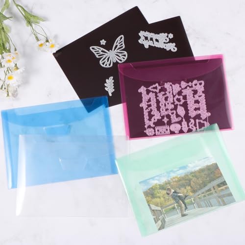 UNIMEIX 40 Pcs Magnetic Sheets for Die Storage Stamp and Die Storage Pockets Die Cut Storage for Card Making (20 Pcs Sheets+ 20 Pcs Bags,0.8 mm Thickness (TransparentBlueGreenRed) - color: TransparentBlueGreenRed