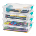 IRIS USA Storage Bins with Lids |Made in USA| 6 Qt - (4-Pack) - Clear - color: Clear/Seafoam Blue, size: 6 Qt. - 4 Pack