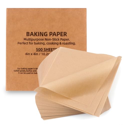 4x4 Inch Parchment Paper Sheets 500 Pcs, Unbleached Non-Stick - size: 4"x4"-500pcs