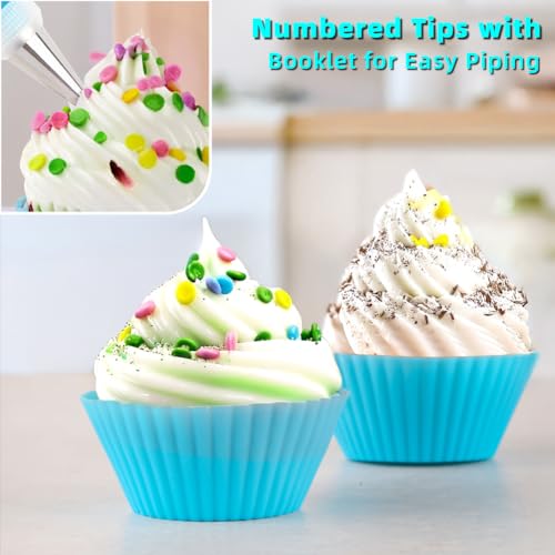 Cake Decorating Kit: Decorating Supplies Tools Kit 208 PCS Baking Accessories Include Spiping Bags and Tips Set, Piping Tips Set, Spatulas, Cake Scraper, 50 Piping Bags, Blue - color: Blue (208 PCS)