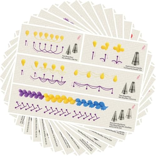 Piping Practice Sheets Reusable Cake Decorating Supplies - color: 250+ Pattern/ Waterproof