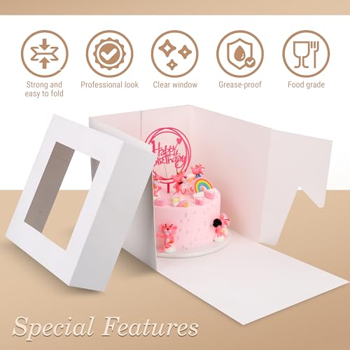 Cakebon Cake Box with Boards 10" Black Round Wrapped Cake Drum 1Pack - size: 10 inch, style: Black - 2 Pack