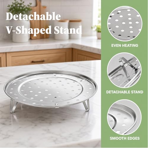Round Steaming Tray, Stainless Steel, 10.2 Inch