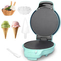 Baker's Friend Waffle Cone Maker Machine with Browning Control, 7.5” Ice Cream Cone Maker, Cone Roller & Bowl Press Included,Thin Waffle Maker Crispy, Nonstick Waffle Bowl Maker,Aqua