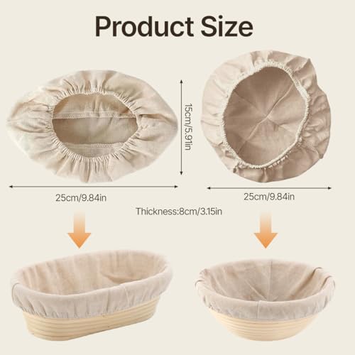 2Pcs Round Banneton Liners, Cotton Bread Proofing Basket Covers