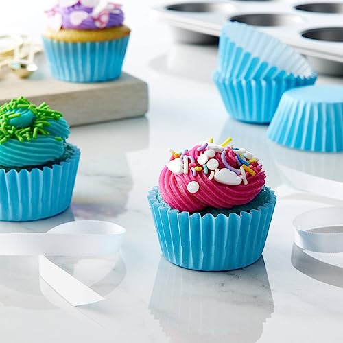 Caperci Heavy Duty Blue Cupcake Liners Standard Muffin Baking Cups 150pcs - color: Light Blue