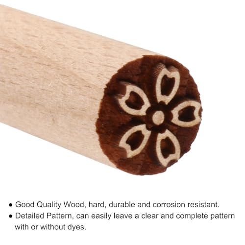 HARFINGTON 7pcs Wood Pottery Tools Stamps 0.6" Dia 2" Length