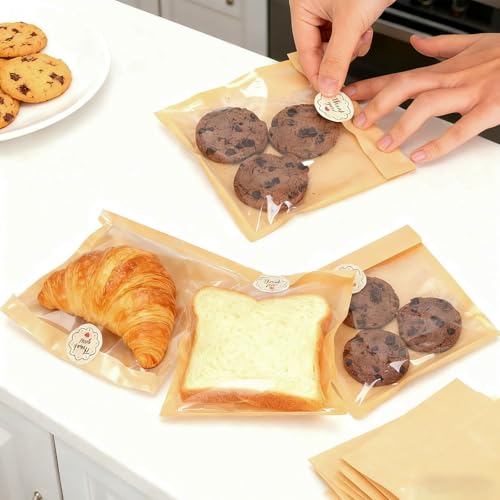 100Pcs Cookie Bags with Seal, Premium Cookie Packaging Bag 7.1 * 7.5 - size: 7.1*7.5
