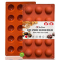 Small 15-Cavity Semi Sphere Silicone Molds Non-Stick,2 Packs Half Sphere Silicone Baking Molds for Making Jelly, Chocolates and Cake - color: 2pc-15 Semi Sphere