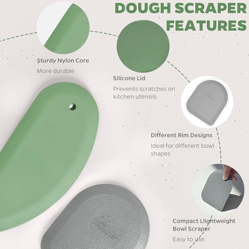 Silicone Bowl Scraper & Plastic Dough Scraper for Bread Dough, Kitchen Use - color: Green