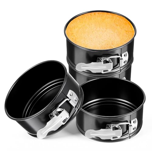 4 Pcs 4 Inch Nonstick Springform Cheesecake Pan with Removable Bottom Black - color: Black, size: 4 Inch