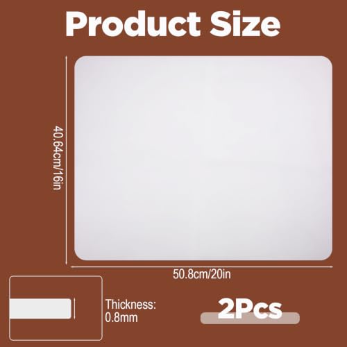 2Pcs Food-Grade Silicone Mat, Non-Slip Heat Resistant Countertop Protector, Clear Small Non-Stick Baking Mat, Heat Resistant Placemat for Pastry for Kitchen Baking Craft DIY 20" x 16"