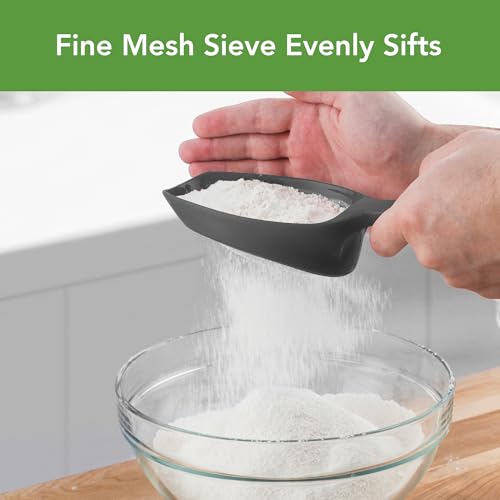 Tovolo Scoop and Sift 1 Cup Flour Sifter for Baking, Charcoal - color: Charcoal