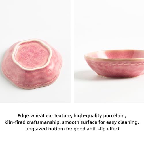 Reactive Glaze Dipping Bowls, Soy Sauce Dishes Set of 4 - color: Pink