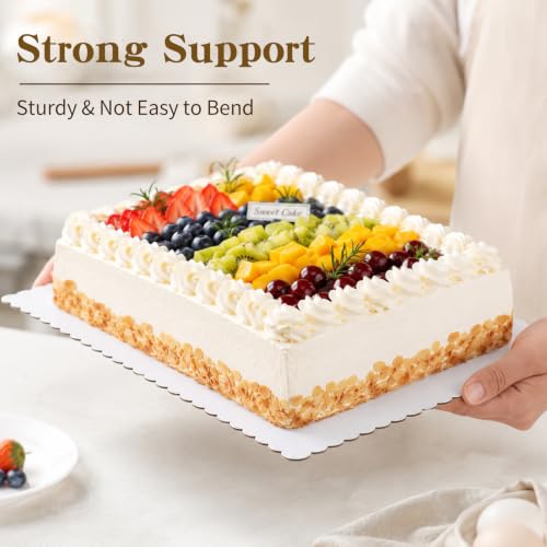 14 * 10 Inch Wave Cake Boards 25-Packs Squares Base Food-Grade Cardboard Wave Cake Plate for Wedding Birthday Pizza Desserts Parties Food Bottoms - size: 14*10inch / 25pcs