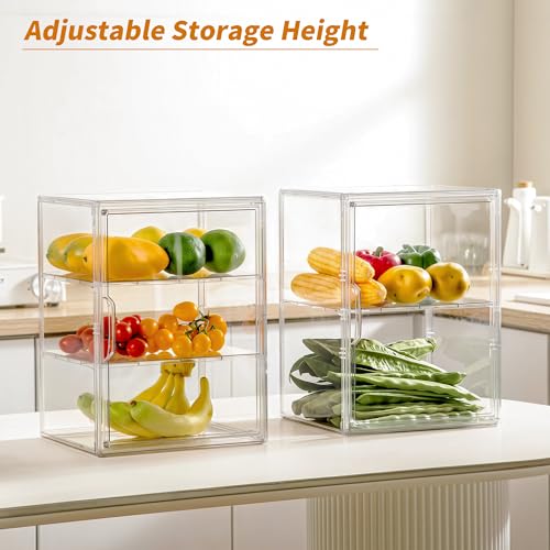 Bread Box for Kitchen Countertop, 3 Layers Pastry Display Case, 2 Pack - size: 3tier 2pcs